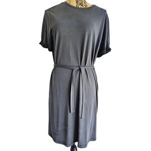 Guess by Marciano T Shirt  Dress, Gray, 77% Modal, Tie Belt, Sz M, Soft Cozy